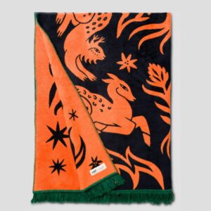 Koc bawełniany Soft - Forest czarno/pomarańczowy Hop Design