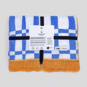 Koc bawełniany Soft kratka niebiesko-biała Hop Design