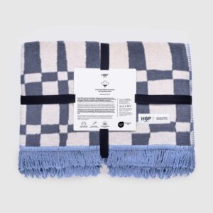 Koc bawełniany Soft kratka szaro-beżowa Hop Design